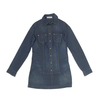 PRIMO EMPORIO Shirt Dress Blue Denim Long Sleeve Short Womens UK 10