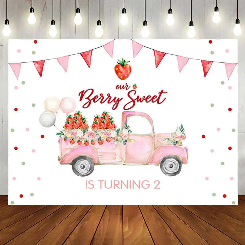 Aperturee Our Berry Girl Is Turning 2nd Birthday Backdrop