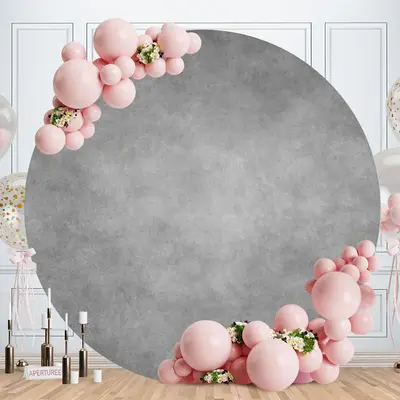 Aperturee Simple Grey Circle Happy Birthday Backdrop For Party