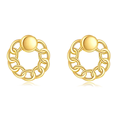 10K Gold Round Stud Earrings