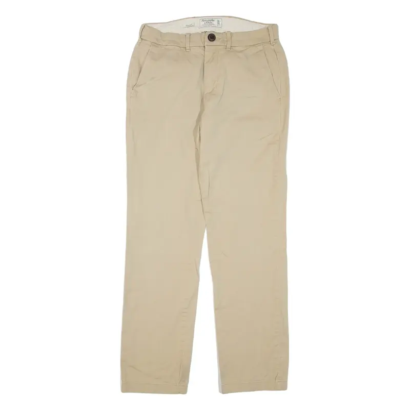 ABERCROMBIE & FITCH Chino Mens Trousers Beige Regular Straight W28 L30