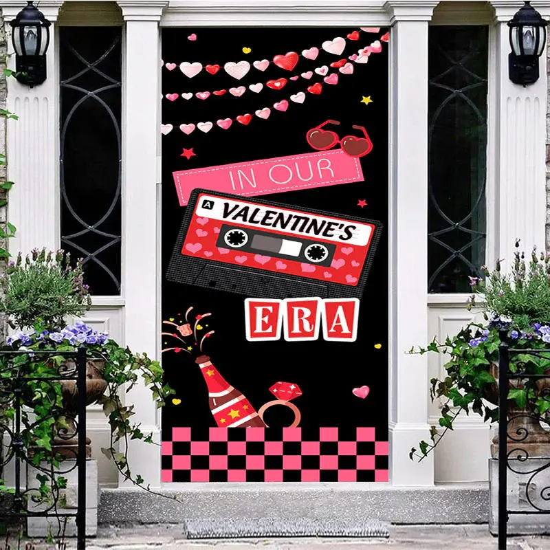Aperturee Black Tape Drive In Our Valentines Era Door Cover | House Front Door Cover | Door Decoration Ideas For Home | Diy D...