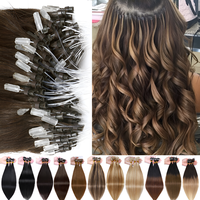 PROKYVITY 50strands/Pack 50g Micro Loop Beads Human Hair Extensions 100% Remy Human Hair Micro Ring Bead Extensions for Women