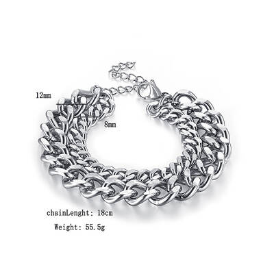 Non-Tarnish Stainless Steel Double-layered Cuban Link Chain Bracelets for Women