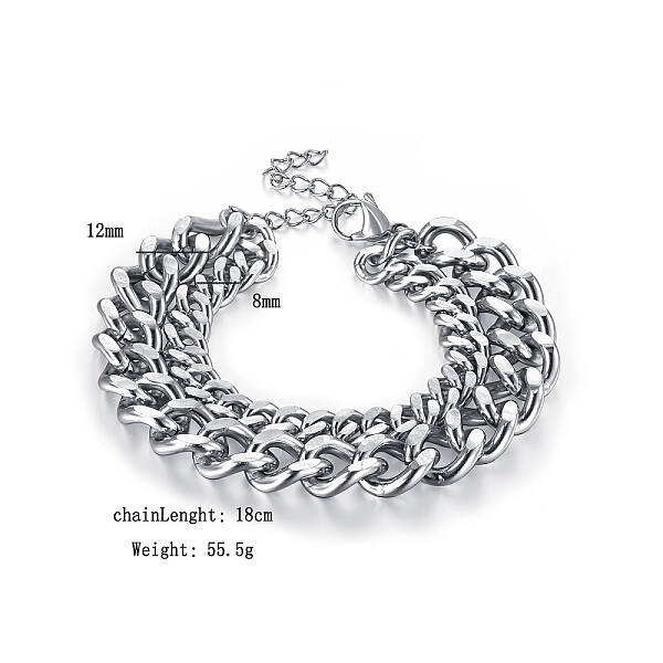 Non-Tarnish Stainless Steel Double-layered Cuban Link Chain Bracelets for Women