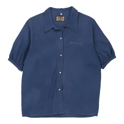 Armani Jeans Short Sleeve Shirt - Medium Blue Cotton