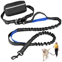 PetStars Hands Free Dog Leash with Zipper Pouch, Dual Padded Handles and Duarable Bungee  Adjustable Waist Belt (27\