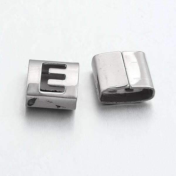 Tarnish Resistant Letter Style 201 Stainless Steel Square Slide Charms