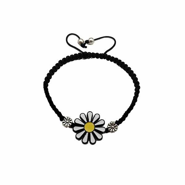 Vintage Ethnic Style Carved Cute Adjustable Resin Flower Braided Bead Bracelets