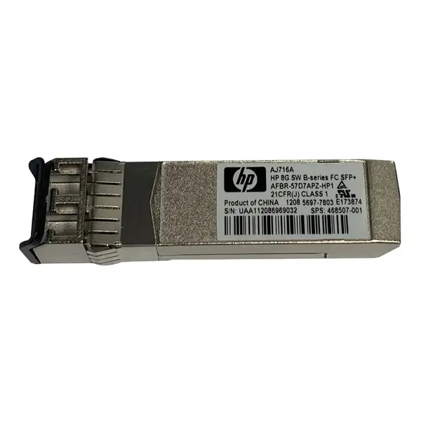 AJ716A HP B-Series 8Gb/s 8GBase-SR Multi-Mode Fibre 850nm 300m Fibre Channel Duplex LC Connector SFP+ Transceiver Module