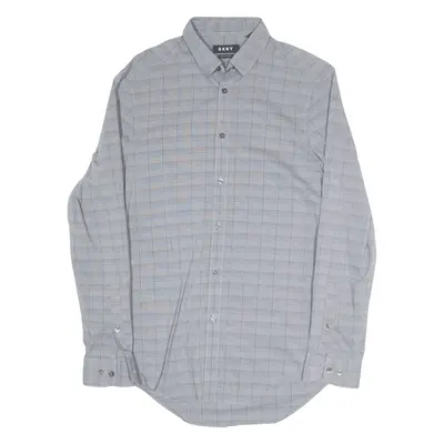 DKNY Slim Shirt Grey Check Long Sleeve Mens M