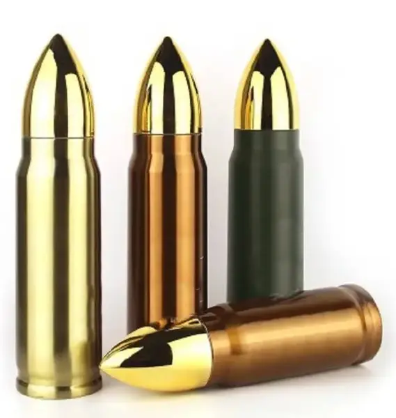 Bullet Thermos Coffee Mug Military Hunting Flask Novelty Stainless Steel 17oz