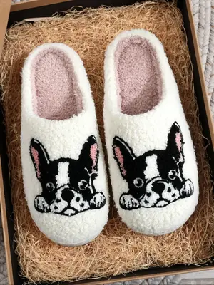 Women's Cute Cartoon Dog Pattern Plush Slippers, Soft Comfortable Home Slippers, Cute House Slippers for Women, Warm Slippers...