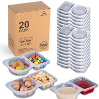 MACTANO 20 Sets Snack Container Reusable Snack Box with Lid, BPA-Free Double Compartment Plastic Container for Sauce Storage ...