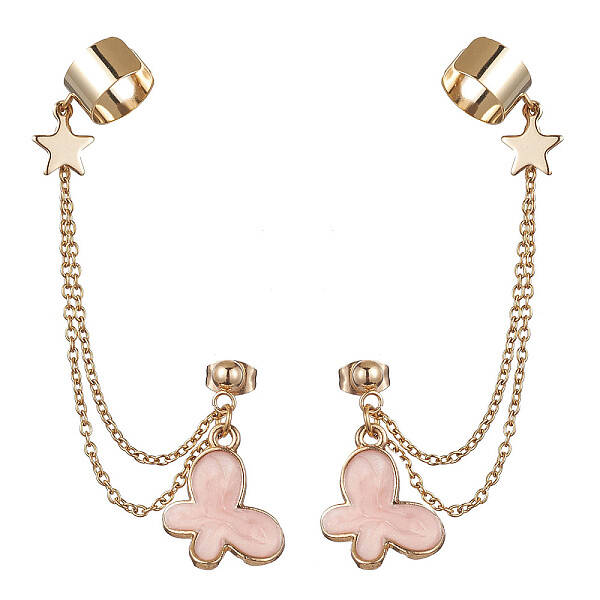 Light Gold 304 Stainless Steel Cuff Earring Chains