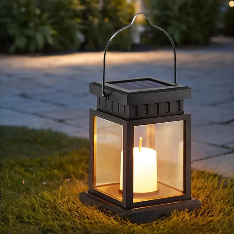 Solar Powered Lantern Light, 1 Count Outdoor Solar Light, Retro Palace Lantern Lights, Hanging Candle Landscape Lamps for ...