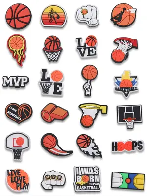 24pcs Multicolor Basketball Shoe Charm, Sporty Theme Shoes Decoration for Kids and Adults for Vented Clog, Shoes Decoration f...