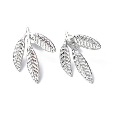 Non-Tarnish 304 Stainless Steel Leaf Stud Earrings for Women