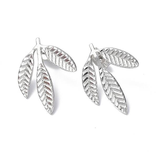 Non-Tarnish 304 Stainless Steel Leaf Stud Earrings for Women