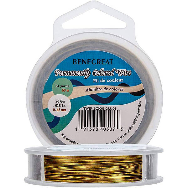 BENECREAT 50m 0.45mm 7-Strand Gold Nylon Coated Craft Jewelry Beading Wire Tiger Tail Beading Wire for Necklaces Bracelets Ri...