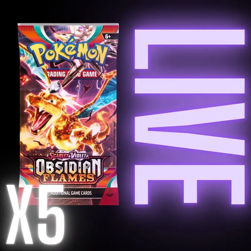 5 PACK BUNDLE Pokémon Obsidian Flame Booster Pack Card Game