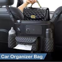 PU Leather Car Net Pocket Handbag Holder Between Seats Back Storage Organizer Purse Holder for Console Front Seat Storage Bar...