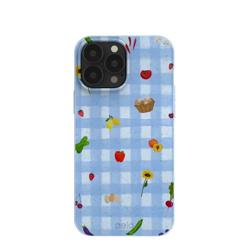 Powder Blue Gingham Farmhouse iPhone 13 Pro Max Case