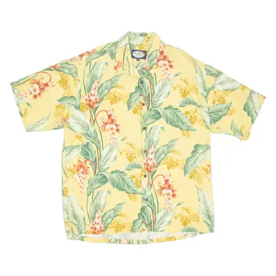 STRAIGHT DOWN Mens Hawaiian Shirt Yellow Crazy Pattern 2XL
