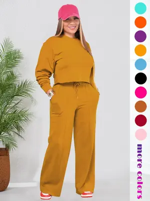 331 Women's Casual Suit, Pants Suit, Two-piece Suit, Sports Two-piece Suit, Solid Color, Elegant Two-piece Suit, Long-sleeved...