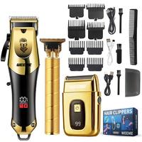 Electric Hair Trimmer Kit, 1 Set Professional Hair Clippers for Men, Hair Cutting Kit & T-blade Trimmer Combo, Cordless Barbe...
