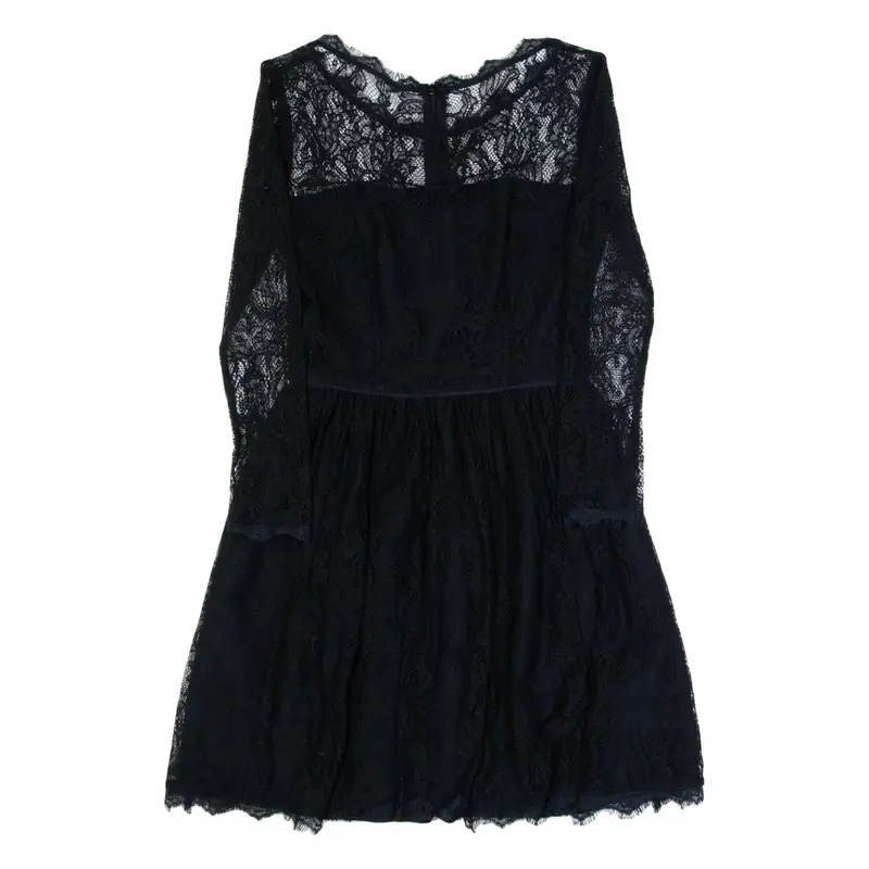 JUICY COUTURE Womens Skater Dress Black Lace Long Sleeve Knee Length XS