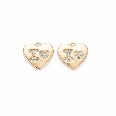 Brass Micro Pave Clear Cubic Zirconia Charms