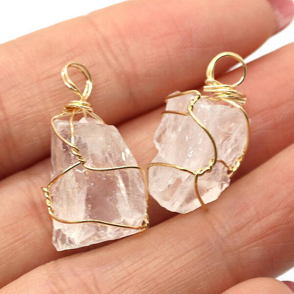 Raw Rough Natural Quartz Crystal Pendants