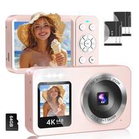 【TikTokShopBacktoSchool】Dual Screen Digital Camera, Portable Retro Y2K CCD 4K mini Camera with 64G Memory Card, 18X Digit...