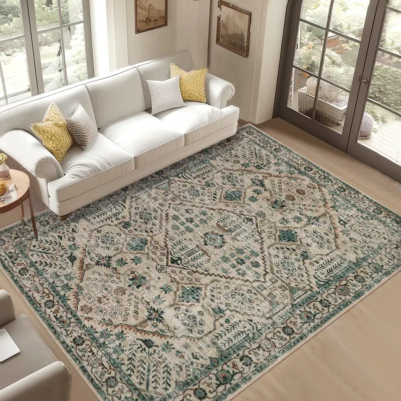 Garvee 10x13 Area Rugs for Living Room Washable, Soft Vintage Large Neutral Bedroom Rugs Boho Farmhouse Low Pile Non-Slip Ind...