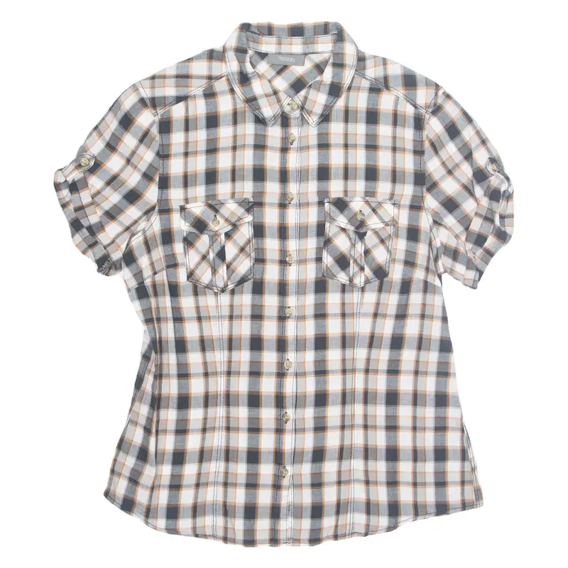 YESSICA Womens Printed Shirt Grey Collared Check S