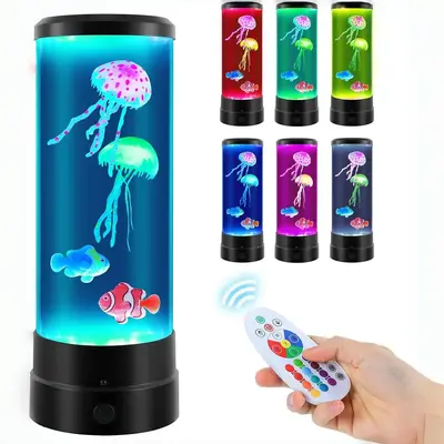 Jellyfish Mood Lamp, 1 Count LED Tank Light with Color Changing & Remote Control, Decorative Light for Bedroom & Living Roo...