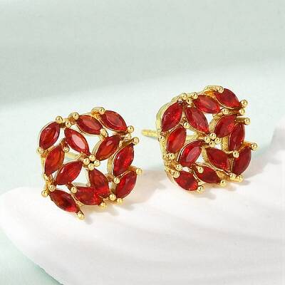 Brass Micro Pave Cubic Zirconia Stud Earrings