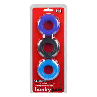 Hunkyjunk Huj3 C-Ring 3 Pk - Blue / Multi