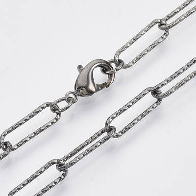 Brass Textured Paperclip Chain Necklace Making