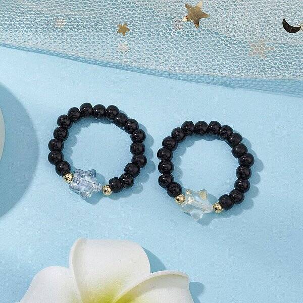 Glass Beads Stretch Rings