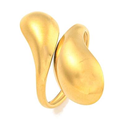 Ion Plating(IP) Teardrop 304 Stainless Steel Open Cuff Finger Rings for Women