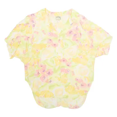 Womens Printed Blouse Yellow V-Neck Floral L