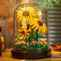 Sunflower Building Blocks Kit, 543pcs/set Aesthetic Sunflower Building Blocks, Compatible Bricks Immortal Flower Rose Buildin...