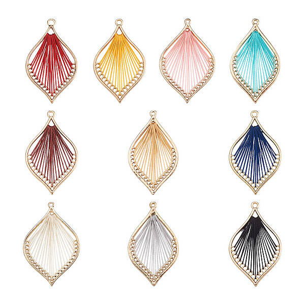 14pcs 7 colors Alloy Leaf Pendant