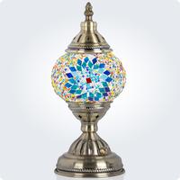 Yarra-Decor Handmade Turkish Moroccan Lamp - Tiffany Mosaic Glass with Bronze Base, Portable Bedside Lamp, Rechargeable Batte...