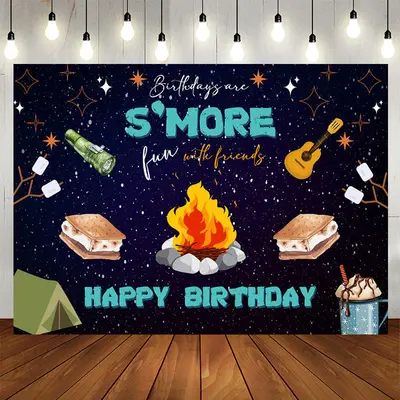 More Fun With Friend Bonfire Night Birthday Backdrop - Aperturee