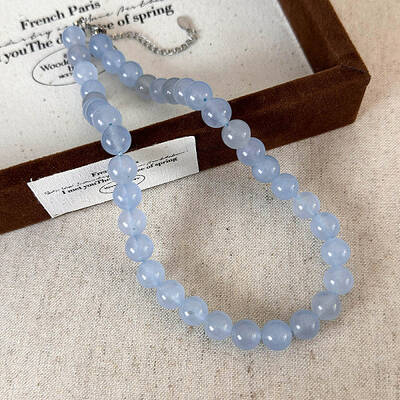 Round Synthetic Stone Beaded Necklaces for Women