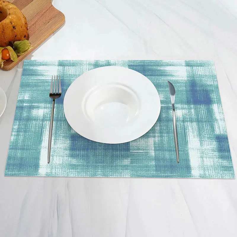 Abstract Art Deco Cyan Blue White Set Of 4 Placemats - Aperturee