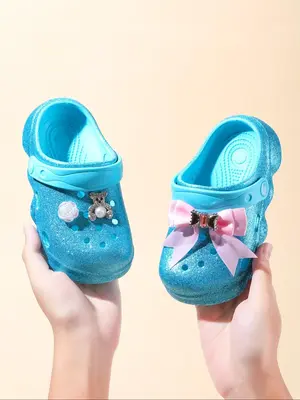Cute Glitter Design Slippers, Breathable Comfortable Non-slip Slippers for Indoor & Outdoor Wear, Soft Sole Slippers for Boys...